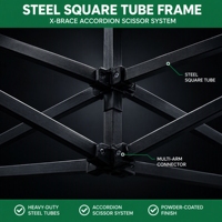 Abri de voiture écologique coupe-vent, garage, structure en acier noir, tente pliante portable EZ 10'x10' pour extérieur, 4 panneaux amovibles