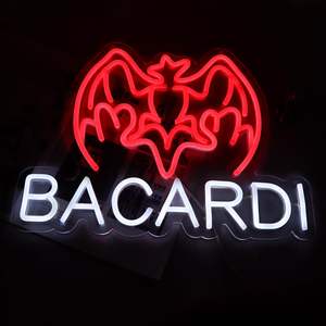 Letrero Luminoso de Ron <span class=keywords><strong>Bacardi</strong></span>, Decoración de Pared LED con Alimentación USB para Bar, Hogar, Tienda y Cuarto de Hombre - Product Image 3