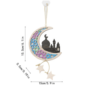 Décorations murales en bois KingWIN en forme de château de lune, gravées au laser, pour la décoration de la maison pendant le Ramadan, motif paysager pour le salon - Product Image 2