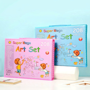 ZTX Meilleure Vente 208 pièces – Superbe Kit d'Art Écologique Bleu & Rose pour Enfants et Étudiants avec Étui – Peinture, Coloriage et Dessin - Product Image 1