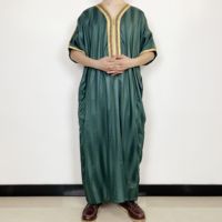 Robe Caftan Homme Hiver Chaud Musulman Décontracté Respirant Polyester Brodé Lourd Vêtement Islamique Arabe Thobe
