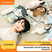 Porte-clés personnalisé DIY avec votre photo, pendentif en peluche parlant et sonore, breloque vocale de 10 cm en coton PP pour cadeau d'anniversaire de couple