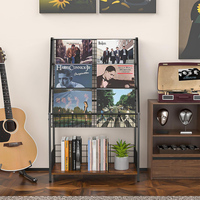Support de disque vinyle Table d'extrémité Stockage de disques à 3 niveaux Support de table tournante Support de table de tourne-disque