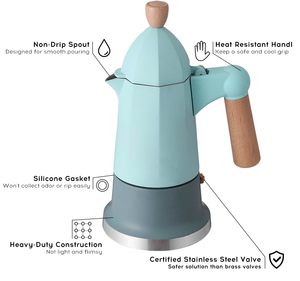 Cafetera Exprés de Calidad Prémium con Logo Personalizado de Aleación de Aluminio Tipo <span class=keywords><strong>Moka</strong></span> para 3 Tazas - Product Image 4
