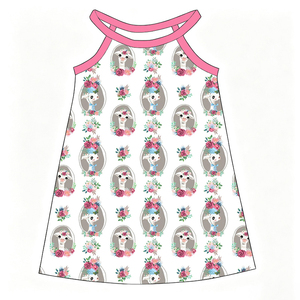 Custom Milk Silk <b>Girls</b> Halter Sleeveless <b>Dress</b> / Cartoon Print Kids A Line Summer <b>Dress</b> OEM ODM Children Clothing Factory - Product Image 3