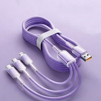 Câble de charge pour téléphone portable USB vers L Type C Micros en nylon tressé 3 en 1 1,2 m Câbles de charge rapide multifonctionnels pour iPhone Samsung