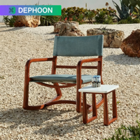 Ensemble de chaise à bascule et table d'appoint en teck minimaliste moderne pour l'extérieur avec structure en bois massif pour patio et balcon