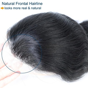 Sistema di Parrucchino in <span class=keywords><strong>Capelli</strong></span> Indiani Remy per Uomo, <span class=keywords><strong>Toupet</strong></span> Fatto a Mano con Base Mono Saldato e Pelle Sintetica - Product Image 2