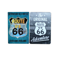 Rétro Route 66 Signes Garage Plaques Métal Affiches Club Bar Décor À La Maison 20x30cm