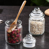 Petit pot à thé et à sucre en verre transparent avec couvercle pour récipient de stockage scellant pour aliments de cuisine
