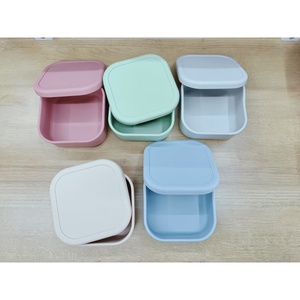 New Silicone Gel Food Storage Container Square <b>Compartments</b> Heat Preservation Solid Color for Fruits Microwaving <b>Lunch</b> <b>Boxes</b> - Product Image 4