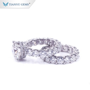 Tianyu Gems 5ct Diamond Moissanite 14k 18k Solid Yellow Gold Wedding <b>Ring</b> Set - Product Image 5