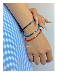 <span class=keywords><strong>OYA</strong></span> Design semplice pelle di pecora in vera pelle e acciaio inossidabile fibbia in pelle bracciale di corda per gli uomini delle donne - Product Image 1