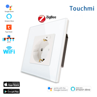 Prises intelligentes Touchmi standard UE Tuya ZigBee Allemagne, simples/doubles, avec panneau en verre au design moderne