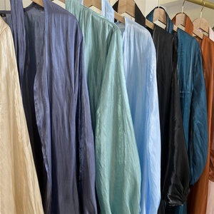 1926# <b>Abaya</b> 2022 New Design 10 Colors Fancy Shinny Silk Arab Turkish Dubai EID Islamic Front Open Cardigan Kimono - Product Image 5