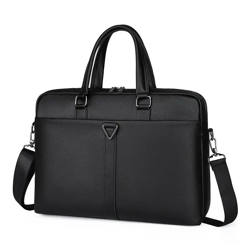 Wholesale Black15 inch crossbody custom logo Messenger Business Leather Briefcase Waterproof Men Laptop Bag