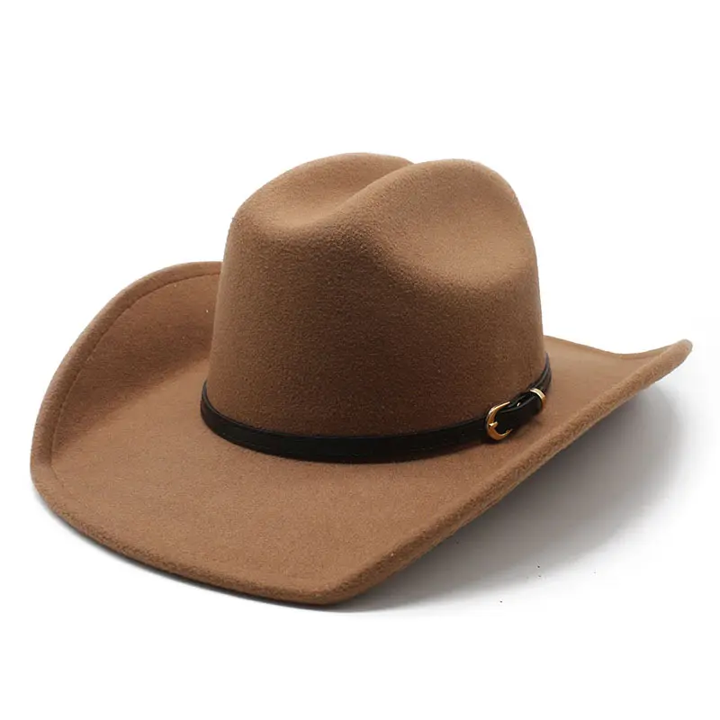 Новый Пользовательский логотип Sombrero зима оптовая продажа белый кожаный ремешок Мужская фетровая ковбойская шляпа