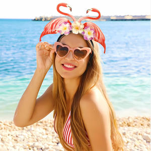 <span class=keywords><strong>Bandeau</strong></span> de fleur de <span class=keywords><strong>robe</strong></span> tropicale de <span class=keywords><strong>plage</strong></span> de flamant et de cocotier de style hawaïen transfrontalier nouveau design unique - Product Image 2