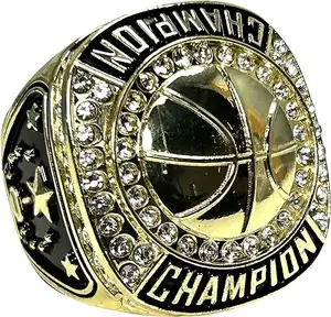 Nba Championnat Anneau En Acier Inoxydable En Gros Personnalisé Championnat Anneau Moissanite Hoop Jeunesse Basketball Championnat Anneaux