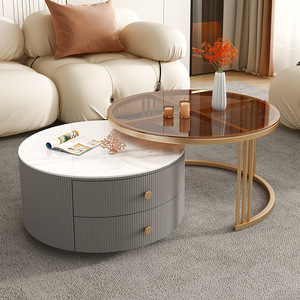 Hanyee 2023, venta al por mayor, diseño de muebles, mesas de centro de cristal modernas, Metal personalizado de juegos de estilo de acero inoxidable, embalaje de vida - Product Image 5
