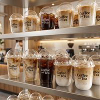 Gobelet en plastique personnalisé grande capacité sans BPA avec couvercle pour café, service de restauration à emporter, bubble tea, boba, thé au lait