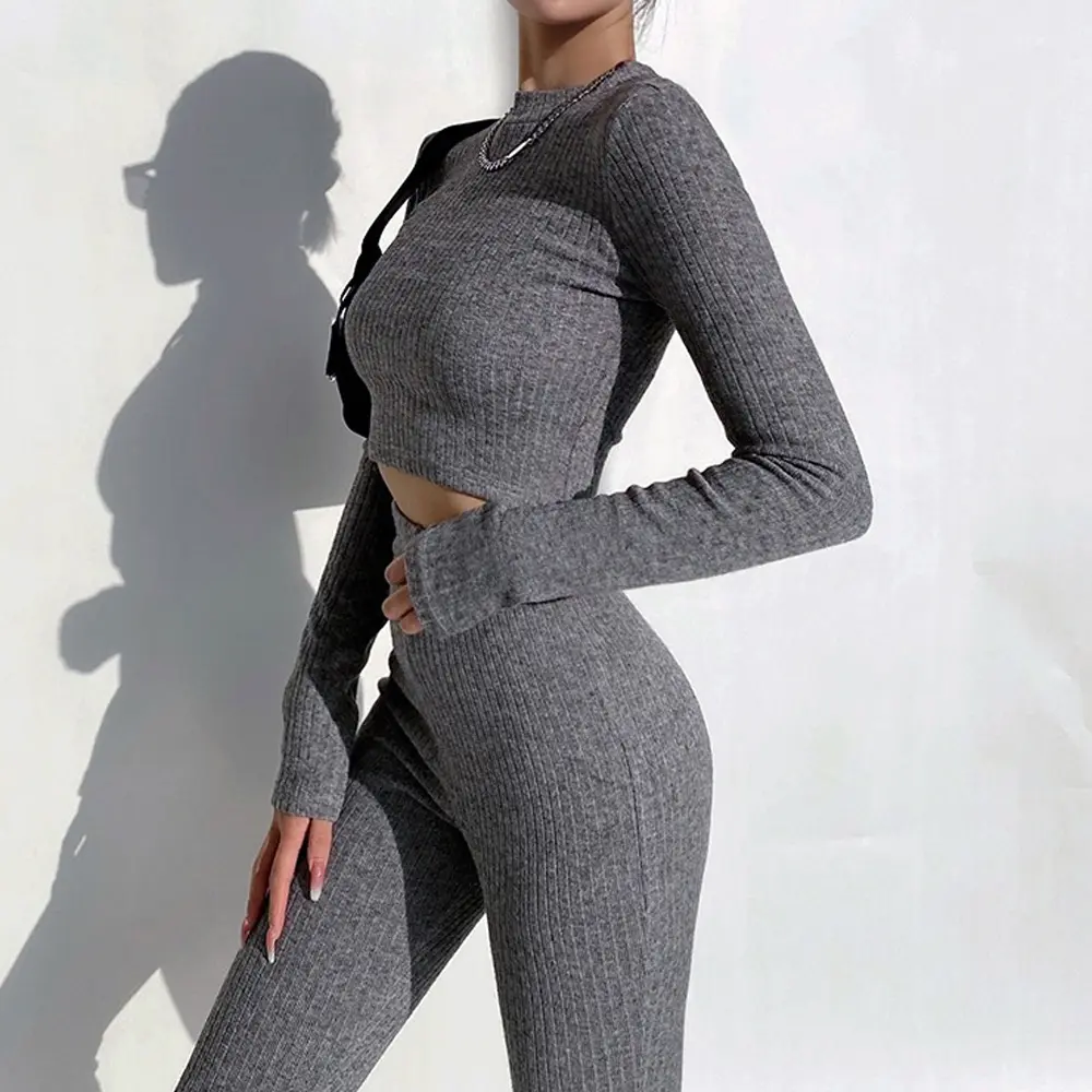 whosale best price Women's clothing Women's sweater set Winter long sleeve clothes and pants 2 pieces set