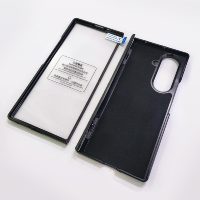Funda de Cuero PU para Samsung Galaxy Z Fold 7 6 5 W25 con Textura de Fibra de Carbono, Protección de Bisagra y Cristal Templado