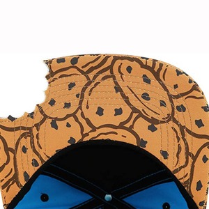 Casquette de baseball unisexe bleu ciel pour adulte avec broderie 3D Cookie Bite Design 100% coton Denim Cartoona Big Eyes Hip-Hop Flat Cap - Product Image 4