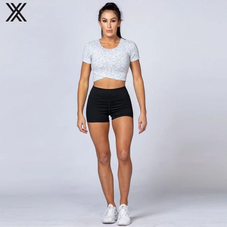 Mujeres punto tanque superior de Enfermería del tanque o tanque blanco top running crop tee blanco y gris