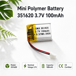 351620 3.7V 100mAh 锂聚合物电池 可充电锂聚合物电池，适用于可穿戴物联网电子设备 - Product Image 1