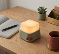 Lampe de nuit LED carrée portable, style rétro, avec variateur d'intensité, pour chambre à coucher, maison, camping, cadeau