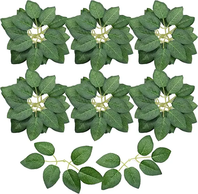 DIYウェディングブーケブライダルデコレーション緑シルク造花バラの葉の葉
