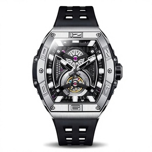 Montre analogique mécanique automatique de luxe pour homme, marque haut de gamme, populaire pour les affaires, OEM, avec bracelet en caoutchouc et boîtier ovale en acier inoxydable - Product Image 3