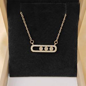 MW Chic <span class=keywords><strong>Collier</strong></span> à pendentifs en forme de trombone avec pavé de zircons et épingle de sûreté sur chaîne en acier inoxydable - Product Image 4