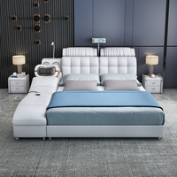 Lit intelligent multifonction inclinable Runwood avec massage, projecteur, cadre en cuir, ensemble de meubles de chambre à coucher modernes