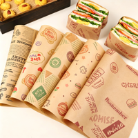 Kertas Pembungkus Burger Sandwich Anti Minyak Ramah Lingkungan Biodegradable Tahan Air Food Grade untuk Roti Hamburger, Dicetak Sesuai Pesanan