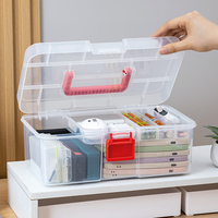 Boîte de rangement en plastique multifonctionnelle rectangulaire portable moulée par injection avec poignée pour câbles de données et accessoires 3C