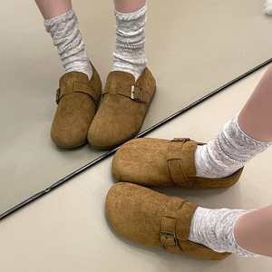 <span class=keywords><strong>Mules</strong></span> en daim pour femmes, style sabot, à bride réglable, semelle intérieure en liège, bout fermé, confortables, plates, multicolores - Product Image 4