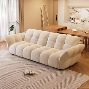 Popular Sofá Chesterfield de Terciopelo Crema, Diseño Moderno para Sala de Estar, Conjunto de Sofá de Esquina de Tres Plazas, Sofás Beige de Esponja de Alta Calidad - Product Image 3
