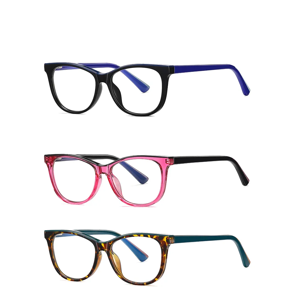Grosir pemasok bingkai kacamata optik lebih banyak warna TR90 Logo kustom mata kucing Retro