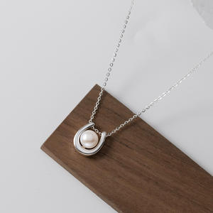 Collier exquis en argent S925, version coréenne, à double boucle, avec perle simple D7443, pour un style élégant, décoration de cou - Product Image 1