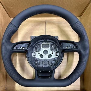 Volant en cuir perforé <span class=keywords><strong>noir</strong></span> pour Audi B9 A3 A4 A5 S4 RS5 S3 S4 S5 A6 A7 A8 Q5 Q7 TT R8 S6 RS6 <span class=keywords><strong>RS7</strong></span> S7 B8.5 B8 - Product Image 1