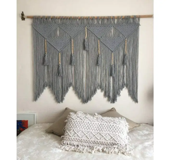 Macrame Wall Hanging Woven Tapestry Chic Bohemian Handmade Wall Decor Home Decoration for Apartment Living Room Bedroom Wedding