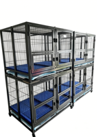 Cage pour chien en acier robuste avec roues, plateau en plastique, pliable, empilable, écologique, revêtement poudré, motif animalier