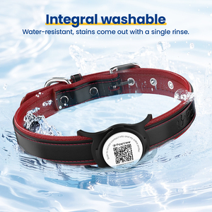 पावव्यू आरामदायक और नरम चमड़े के पु डिजाइनर मुद्रित समायोज्य कुत्ते कॉलर स्मार्ट क्यू आईडी टैग एयरटैग पालतू कुत्ते कॉलर - Product Image 3