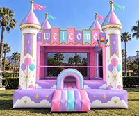Château gonflable rose princesse commercial, château arc-en-ciel pour fête d'anniversaire des filles, location pour événements en plein air, trampoline gonflable
