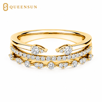 18K Gold Doppelband Offener Cluster-Ring mit Labor-Diamanten, Stapelbarer Damen-Statement-Ring, Edle Schmuckstücke