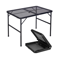 Table pliante portable en aluminium réglable en hauteur de 90x60cm pour le camping en plein air, le patio et le barbecue.