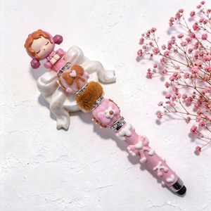 Bolígrafo de cuentas DIY de diseño original y alta estética, con cuentas pintadas a mano con efecto de aceite pesado, de plástico, con diseño de muñeca adorable, de China - Product Image 2
