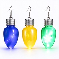 Boucles d'oreilles ampoule lumineuses pour fêtes de Noël, accessoires lumineux pour événements et décorations de fêtes, vente en gros en stock